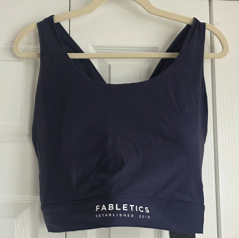 Fabletics Navy Sports Bra - Scoop Neck